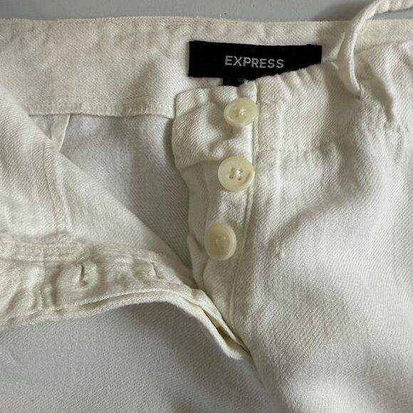 Express Women's White Linen Blend Wide Leg Pants Size 9 / 10 - Picture 3 of 12